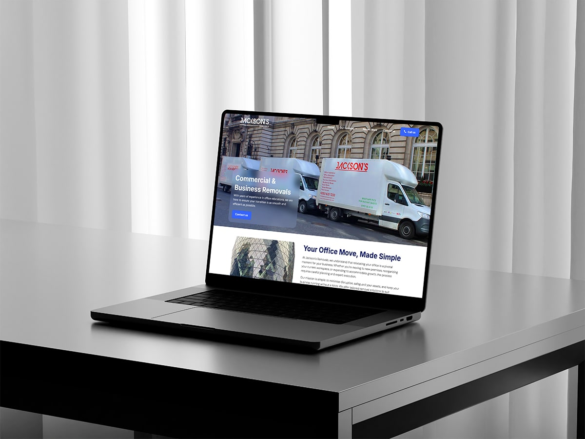 Streamlined web design for a dynamic removals company